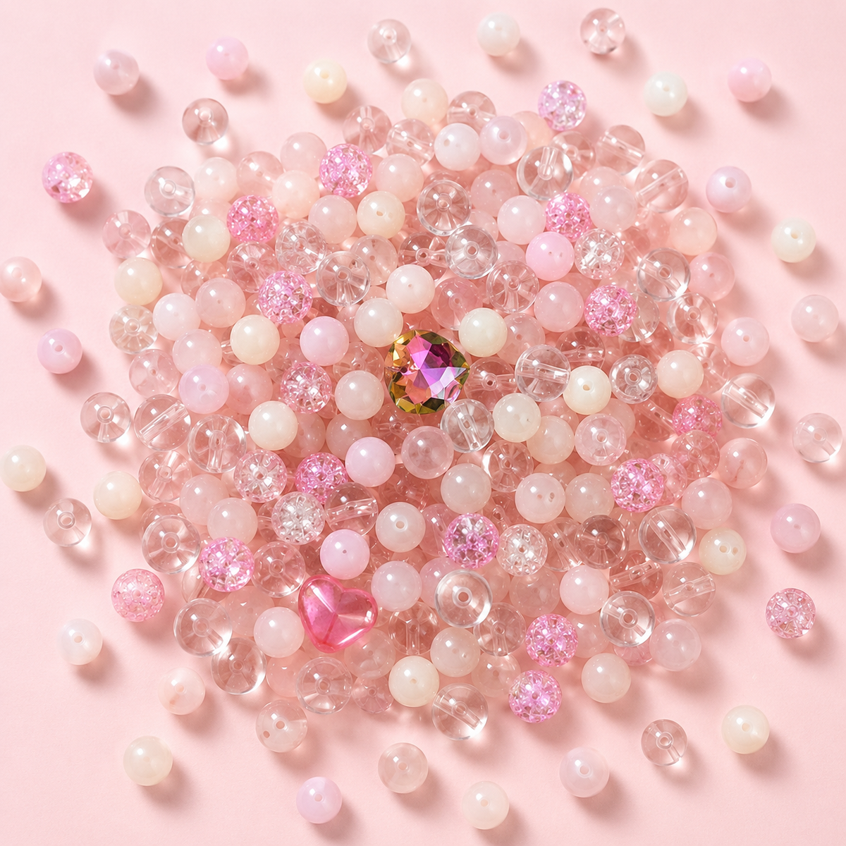Glasperlen Mix "Rosa" mit besonderen Details