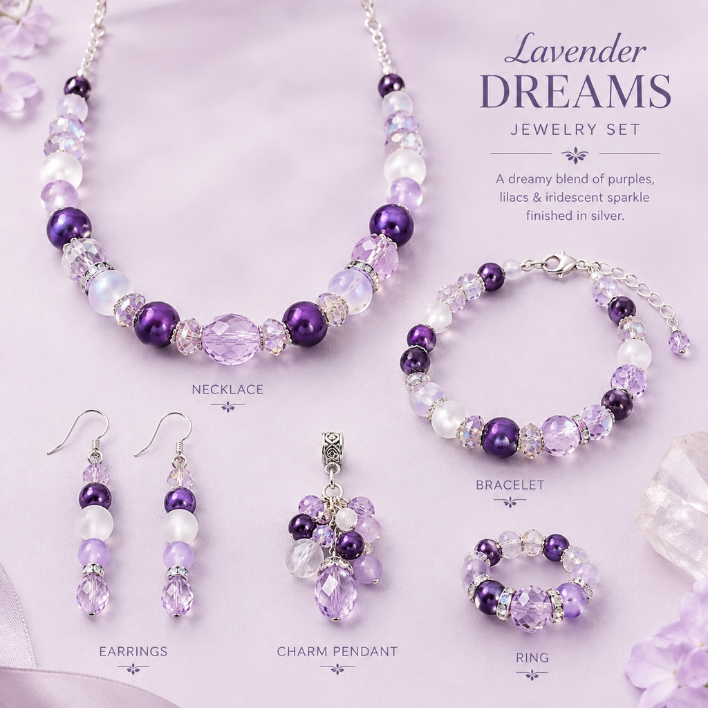Glasperlen Mix "Amethyst", mit besonderen Details