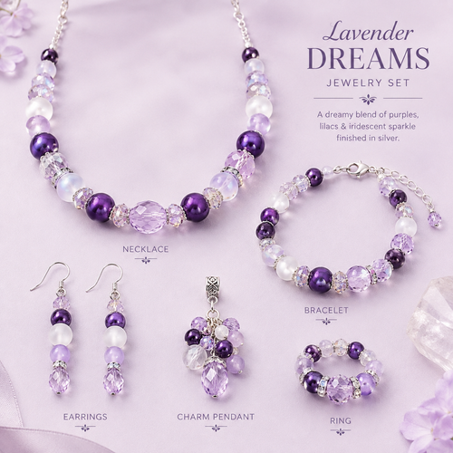 Glasperlen Mix "Amethyst", mit besonderen Details