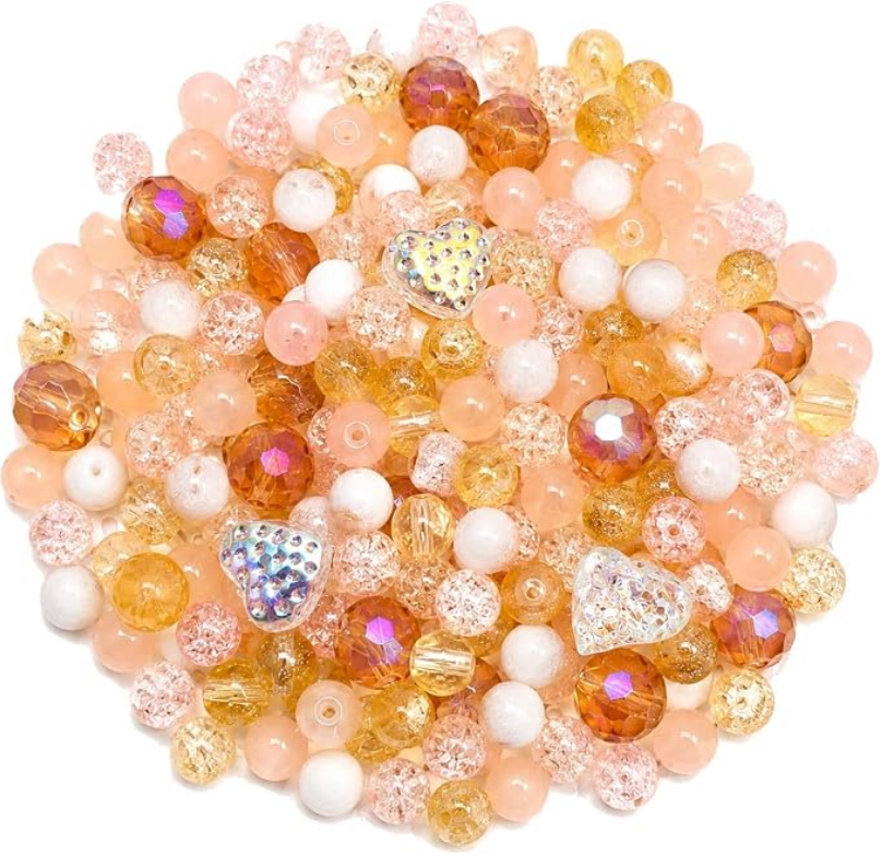 Glasperlen Mix "Peachy Magic", mit besonderen Details