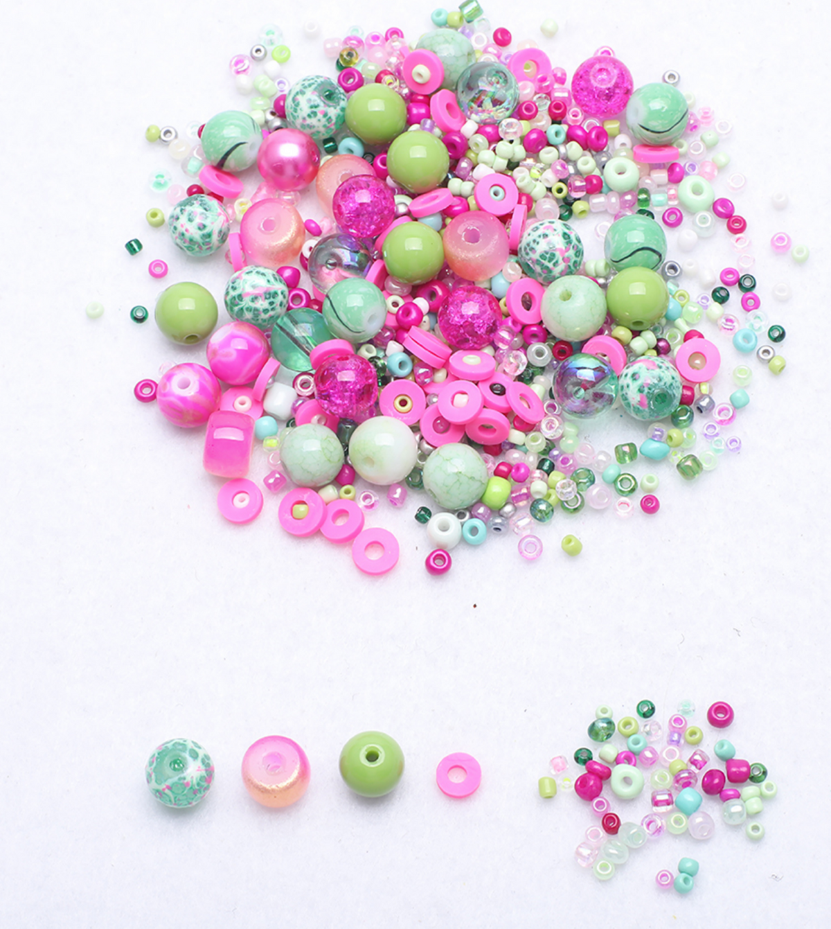 Glasperlen Mix "Rose & Avocado", mit passenden Rocailles